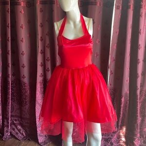 Red Satin Retro Midi Dance Dress Size SA